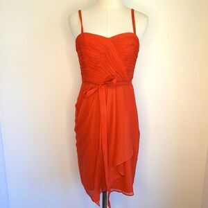 J.Crew Silk Ruched and Draped Spaghetti Strap Elegant Prom or Party Dress Coral